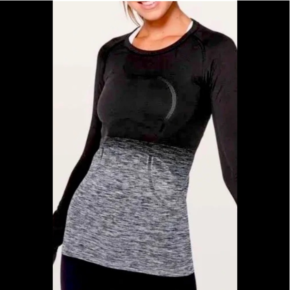 lululemon athletica Black and Gray Long Sleeve Top